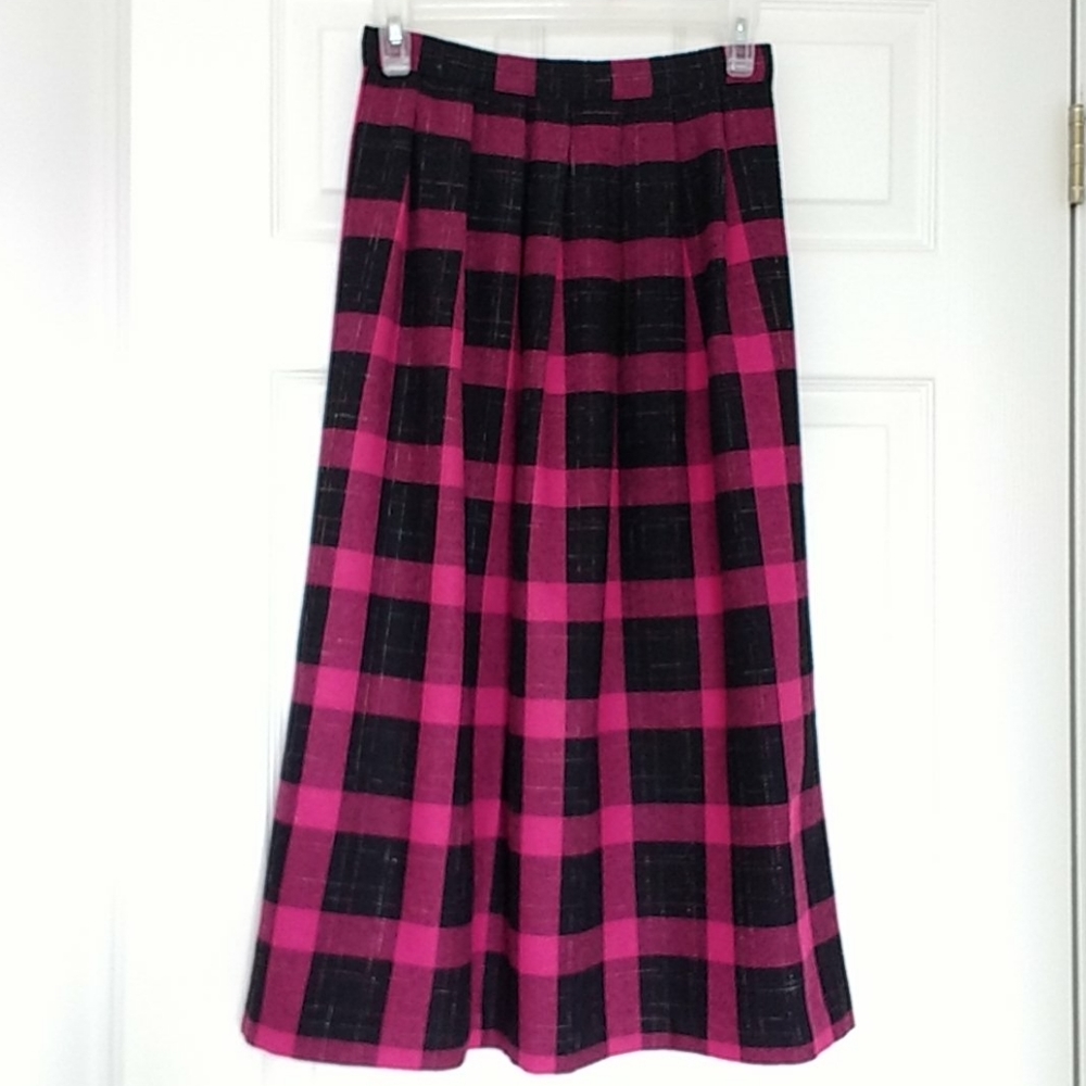 Chorus Line Wool Blend Plaid Skirt Size 7/8